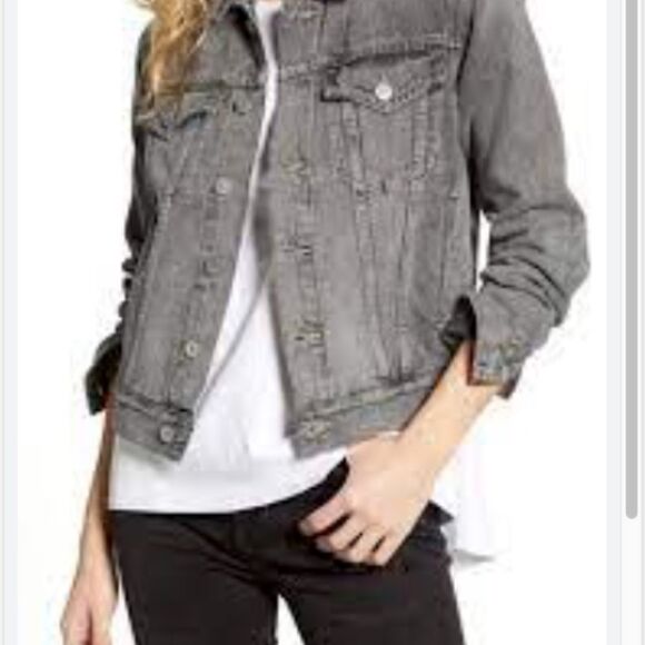 Citizens of Humanity Nica Slim Trucker Jacket in Smoke - Custom Embroidered Sz S - Picture 11 of 11